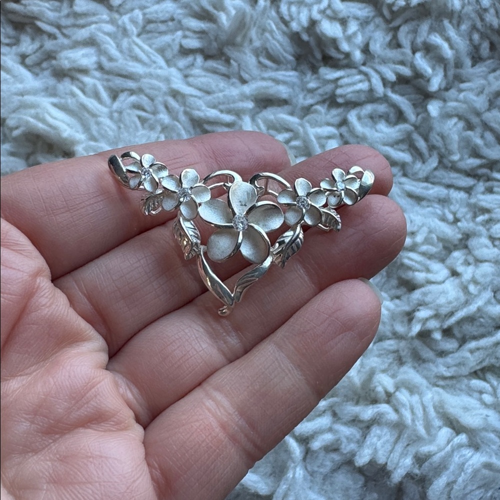 Sterling Silver Plumeria Slider Pendant